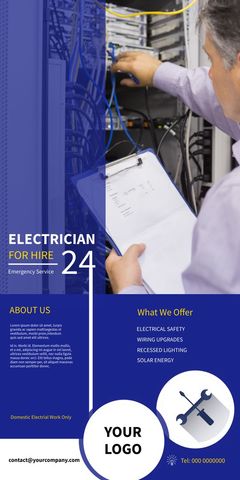 professional electrician services banner with worker and tools - Download Free Stock Templates Pikwizard.com