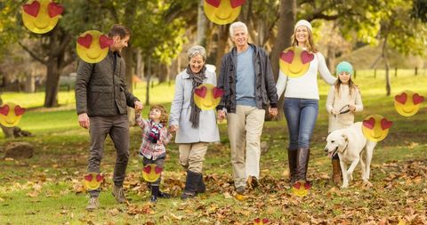 Happy Family Stroll with Dog in Sunny Park Setting - Download Free Stock Images Pikwizard.com