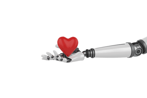 transparent robot hand holding red heart symbol of ai and emotion - Download Free Stock Videos Pikwizard.com