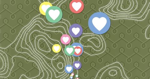 Colorful Heart Symbols on Abstract Green Background - Download Free Stock Images Pikwizard.com