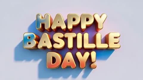Dynamic 3D Bastille Day Text Design with Lighting Effects