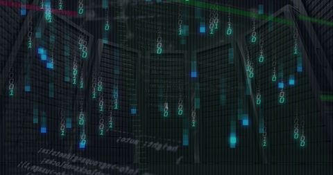 Digital Data Streaming with Binary Code in Server Room - Download Free Stock Images Pikwizard.com