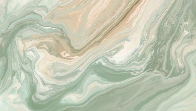 Sage green cream marble swirl with gold flecks, fluid abstract luxury background