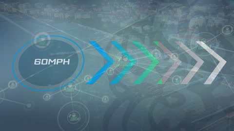 Data Streams Projecting Speed Overlaid on Cityscape
