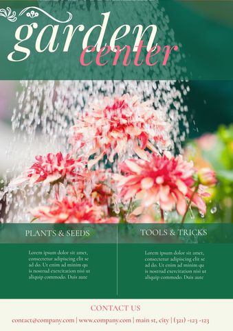 vibrant flower garden poster with watering effect - Download Free Stock Templates Pikwizard.com