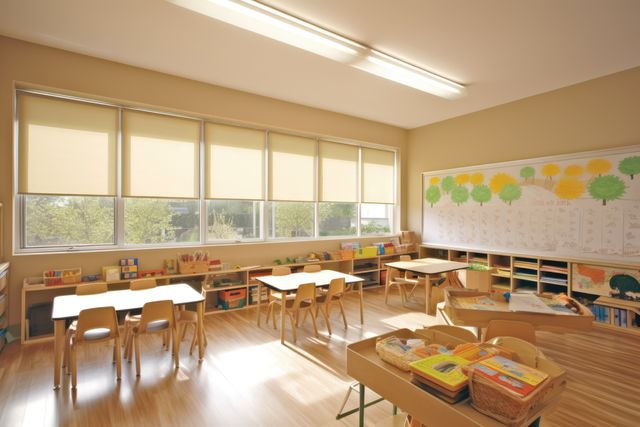 Interiors of classroom with window, created using generative ai technology - Download Free Stock Photos Pikwizard.com