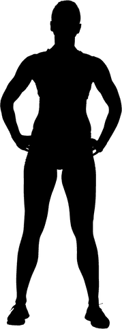 Transparent silhouette of female athlete standing confidently on record