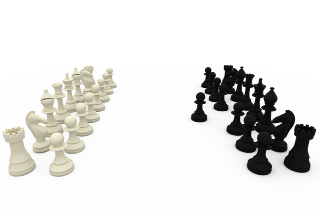 Transparent black and white chess pieces on plain background - Download Free Stock Videos Pikwizard.com