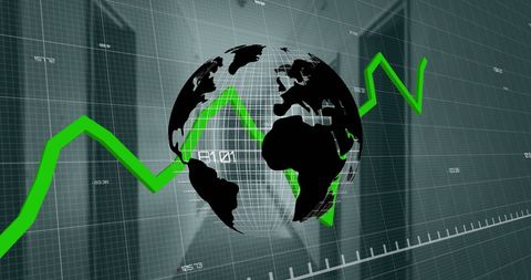 Global Success: Digital Globe and Rising Graph Lines - Download Free Stock Images Pikwizard.com