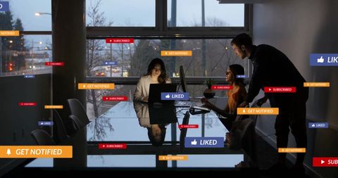 Diverse Colleagues Discussing in Connected Office Environment