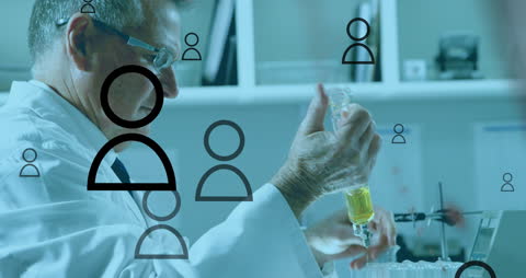 Caucasian Scientist Conducting Experiment in High-Tech Lab