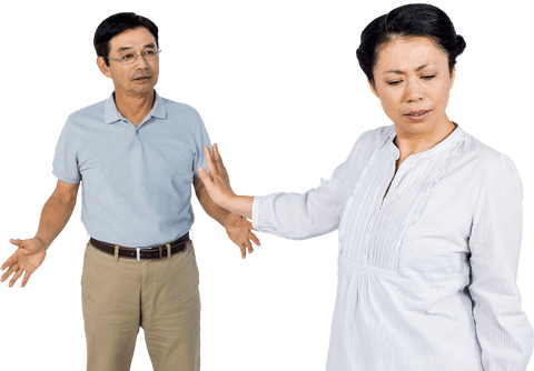 Transparent Senior Asian Couple Arguing with Emotional Expressions - Download Free Stock Videos Pikwizard.com