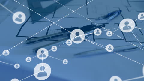 Digital Network Overlay on Architectural Design Plans