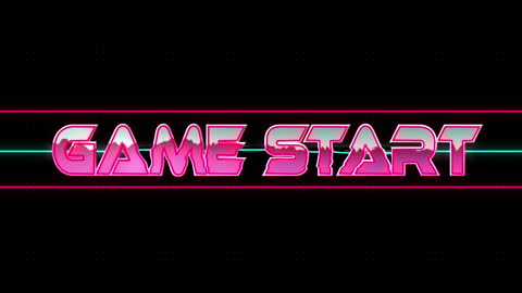 Retro Neon Game Start Sign with Futuristic Text