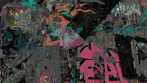 Vibrant urban graffiti collage with dynamic textures