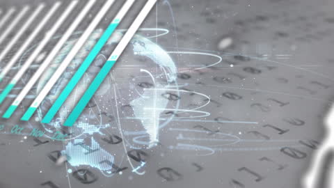 Digital Data Analysis Over Spinning Globe with Binary Code