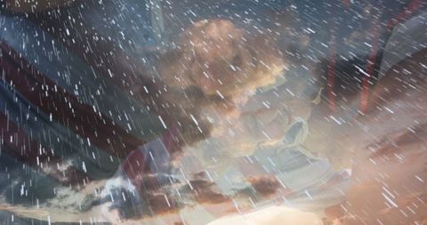 Serene Rainfall Against Cloudy Sky Creating Calming Atmosphere - Download Free Stock Images Pikwizard.com