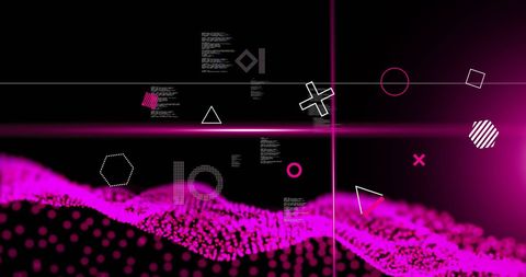 Abstract Digital Network Interface with Rotating Geometric Shapes