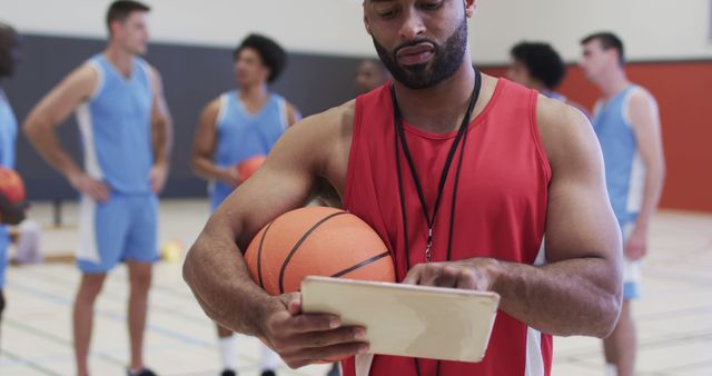 Basketball Coach with Tablet Strategy Planning Training Session - Download Free Stock Images Pikwizard.com