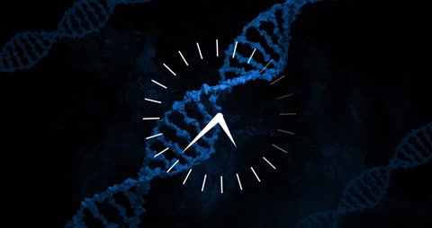 Conceptual DNA Strand with Clock Suggesting Biotech Innovation