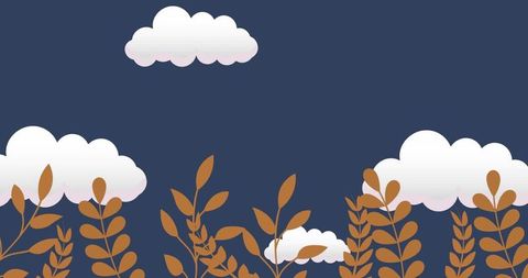 Clouds Hovering Over Brown Leafy Plants on Dark Blue Background - Download Free Stock Images Pikwizard.com