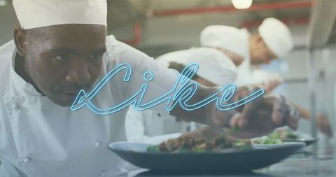 Chef Perfectly Plating Dish in Professional Kitchen