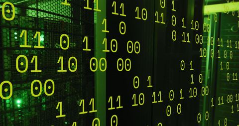 green binary code overlapped on data servers illustrating technology process - Download Free Stock Images Pikwizard.com
