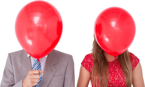 couple with red balloons covering faces in transparent background - Download Free Stock Videos Pikwizard.com