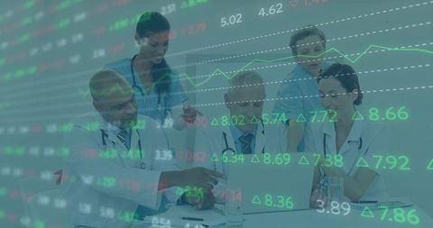 Medical Team Analyzing Data Together with Digital Technology