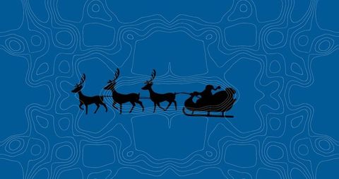 Christmas santa and reindeer vector over contoured background