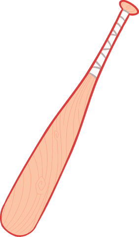 Cartoon wooden baseball bat isolated on transparent background