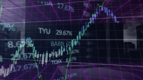 Digital Data Processing Over Futuristic Cityscape Concept