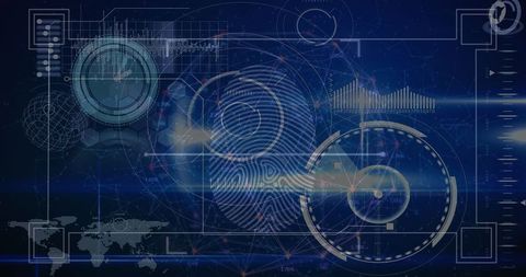 Futuristic Biometric Fingerprint Scanner Interface with Digital Overlays - Download Free Stock Images Pikwizard.com