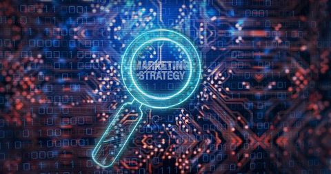 Digital marketing strategy concept with magnifying glass