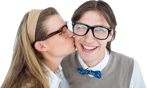 Smiling Couple Sharing Kiss on Transparent Background - Download Free Stock Videos Pikwizard.com