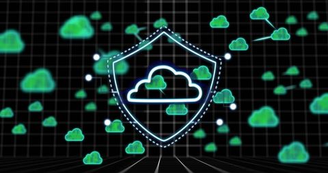 Neon cloud shield protecting network nodes on grid for cloud security and cyber defense