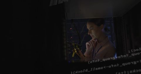 Woman Monitoring Server Room Technology - Download Free Stock Images Pikwizard.com