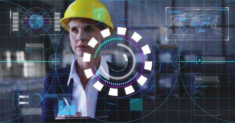 Engineer Analyzing Digital Data in Industrial Environment