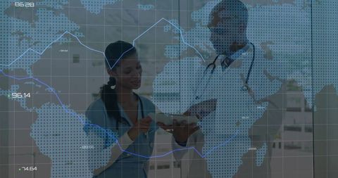 Doctor and Nurse Analyzing Data Technology in Healthcare