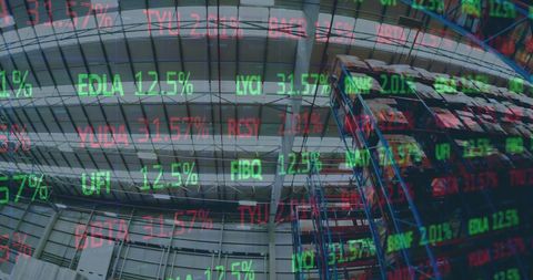 Financial Data Overlaid on High-Tech Warehouse Background - Download Free Stock Images Pikwizard.com