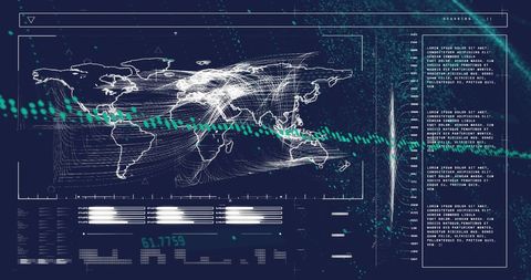 World Map with Digital Data Stream and Processing Interface - Download Free Stock Images Pikwizard.com