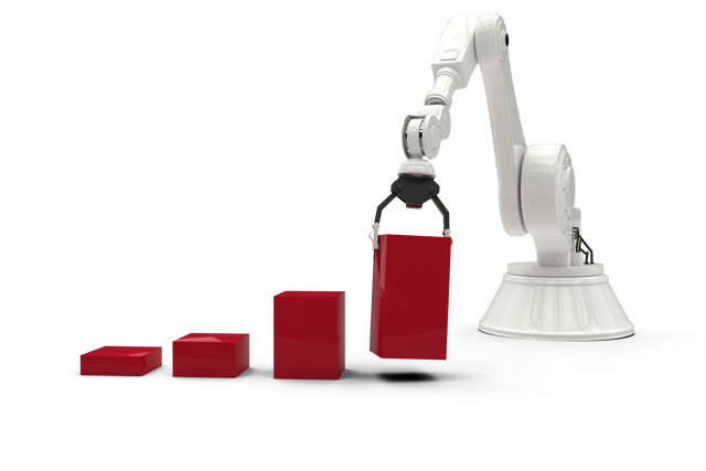 Robot Arm Lifting Red Graph Blocks Transparent Background - Download Free Stock Videos Pikwizard.com