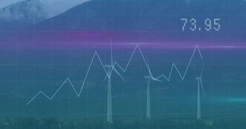 Wind Turbines and Graph Overlay Symbolizing Renewable Energy Growth