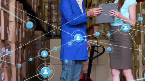 Warehouse Workers Optimizing Supply Chains with Digital Technology