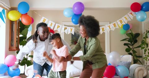 Joyful Family Birthday Celebration at Home with Balloons