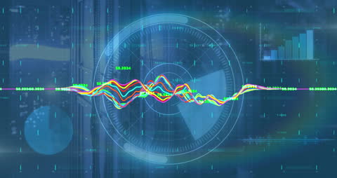 Colorful Data Visualization with Digital Waveforms and Graphs