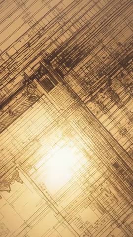 Tilting Vertical Video Revealing Layered Sepia Grid with Central Bright Square