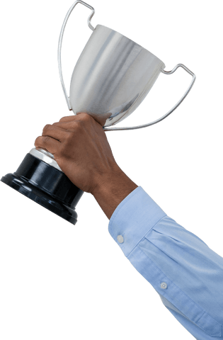 transparent hand raising silver trophy in victory gesture - Download Free Stock Videos Pikwizard.com