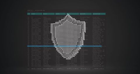 Pixelated Digital Shield on Cybersecurity Code Background - Download Free Stock Images Pikwizard.com