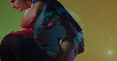 Athletic Collaboration: Athletes Perform Innovative Partner Squat with Hologram Visualization